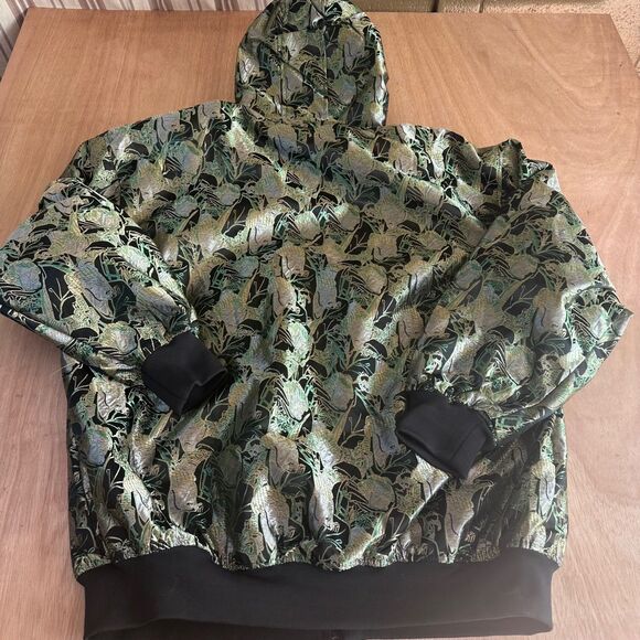 Member’s Property Men’s 3XL Brocade Hooded Jacket Black Green Gold Asian Print - Picture 4 of 6